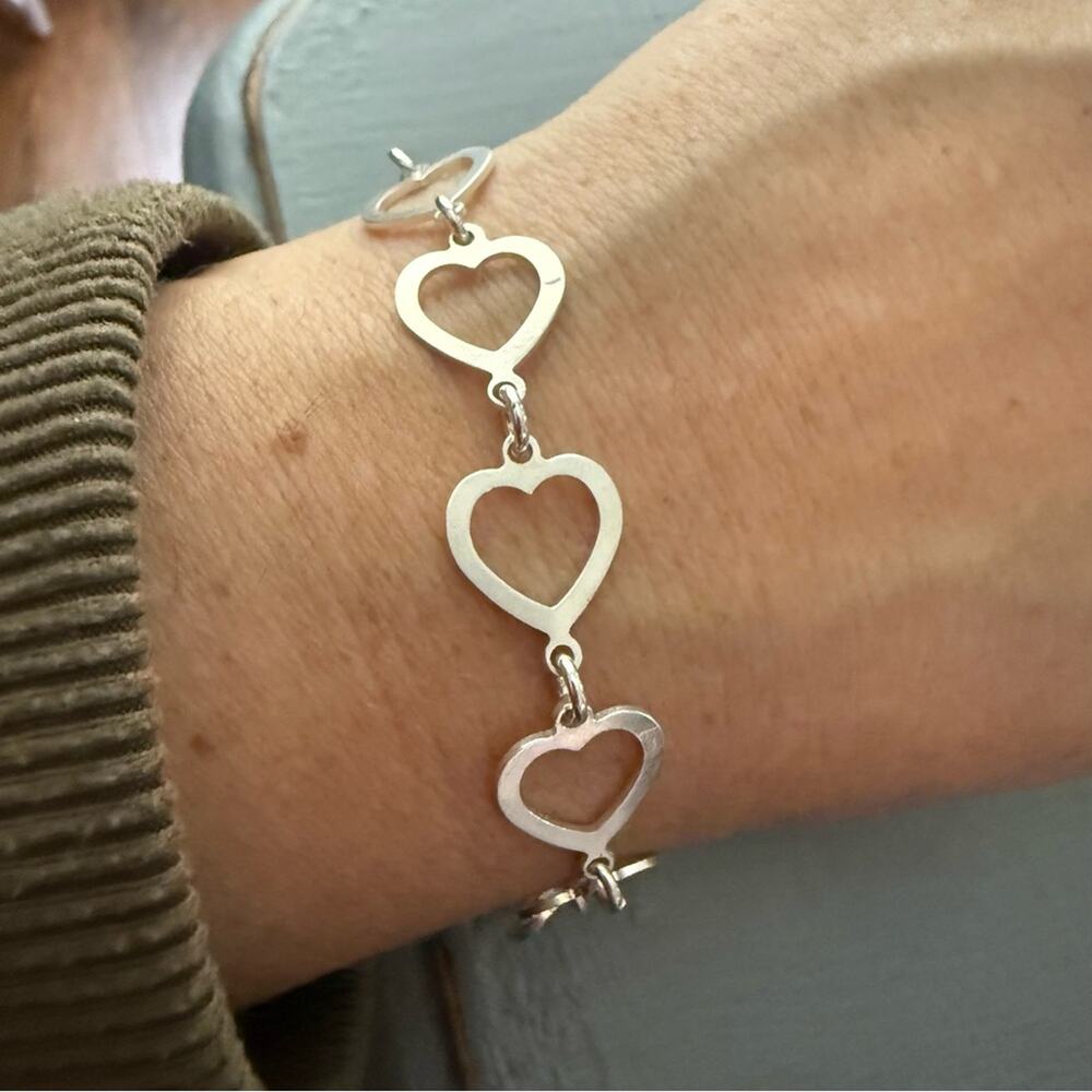 925 Sterling Silver Childs Heart Toggle Bracelet